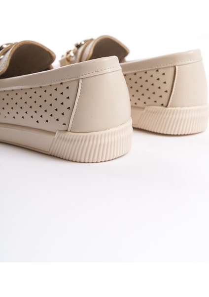 Layla Bağcıksız Ortopedik Rahat Taban Kalp Desenli Kadın Babet Ayakkabı Ckt - Ten indirimleri