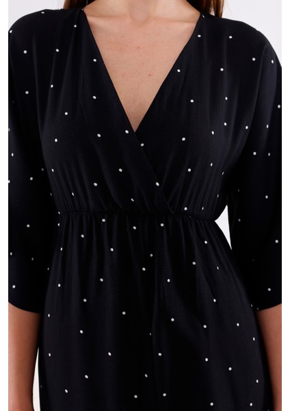 Kruvaze - Yarasa Kol Puantiyeli Elbise fiyatları