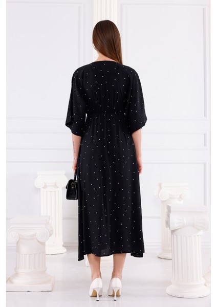 Kruvaze - Yarasa Kol Puantiyeli Elbise modelleri