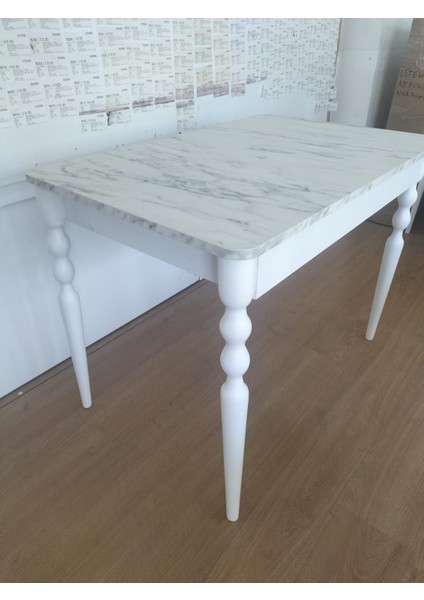 120 x 60 cm Beyaz Mermerdesen Sabit Masa