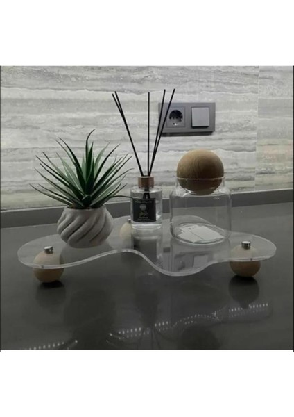 Ahşap Top Ayaklı Şeffaf Organizer, Gümüş Düğmeli, Düzenleyici ve Şık Stant fiyatları