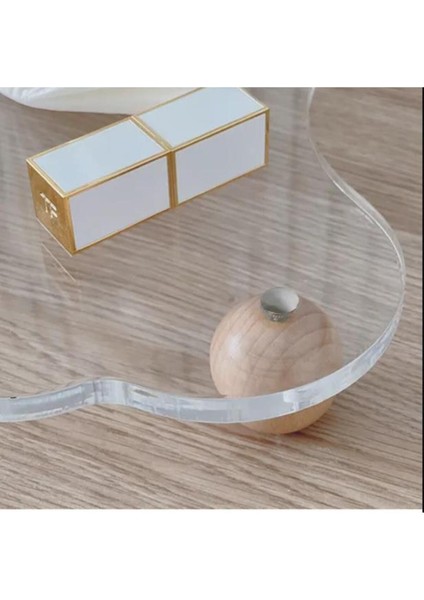 Ahşap Top Ayaklı Şeffaf Organizer, Gümüş Düğmeli, Düzenleyici ve Şık Stant modelleri