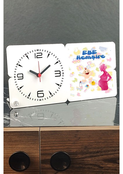 Ahşap Masa Saati, Ebe Hemşire Tasarımı, Şık ve Kullanışlı Saat