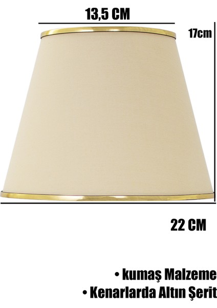 Krem Gold Şeritli Ikili Modern Abajur Şapkası fiyatları