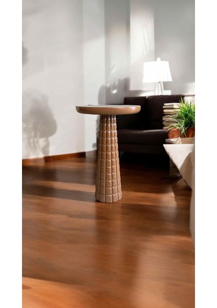 Ahşap Mantar Model Tekli Yan Sehpa – Kahverengi Minimal Sehpa