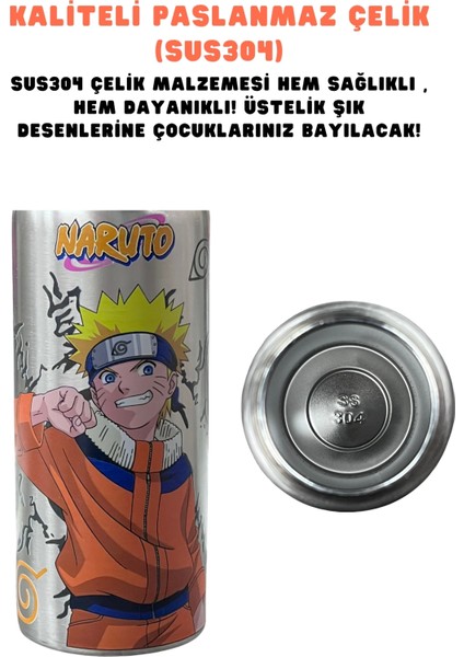 600ML Naruto Lisanslı Pipetli Kilitlenebilir Kapak Paslanmaz Çelik Termos Matara fırsatları