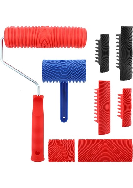 Ahşap Desenli Alet Seti - Saplı Ahşap Desenli Boyama Rulosu (Yurt Dışından)