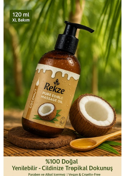 Masaj Yağı 2 Adet Hindistan Cevizi Aromalı Yenilir 120 ml