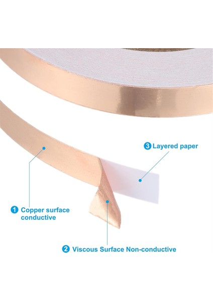 36 Yard 38 Inç Bakır Folyo Bant 3 Rulo Bakır Bant Tek Taraflı (Yurt Dışından) fiyatları