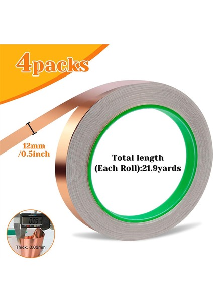 4 Adet Bakır Folyo Bant 12 Inç x 66 Ft Bakır Bant (Yurt Dışından) fiyatları