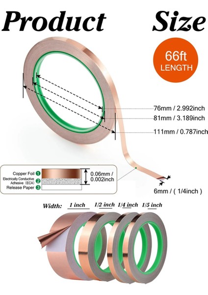 Gitar Için Bakır Folyo Bant Elektriksel Iletken Yapıştırıcı (Yurt Dışından) fiyatları