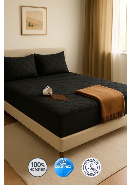 Adelya Siyah Kapitone Sıvı Geçirmez Alez