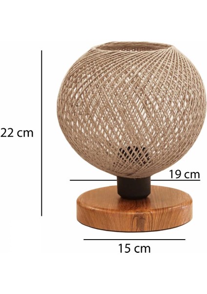 Natural Küre Jüt Ipli Ahşap Tabanlı Abajur modelleri