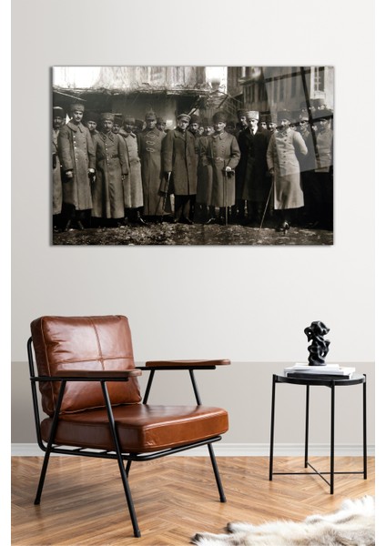 Atatürk ve Savaş Ordusu Cam Tablo, Modern Ev Ofis Dekoru, Hediyelik Duvar Dekorasyonu, Kırılmaz Cam fiyatları