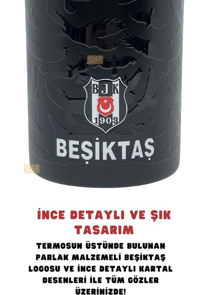 Beşiktaş 650ML Lisanslı Çift Katlı Paslanmaz Çelik Termos 8 Saat Sıcak Soğuk Hediye Kutulu indirimleri