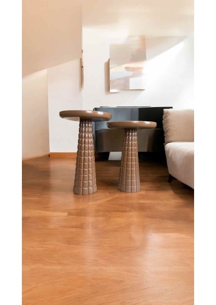 Kahverengi Ahşap Mantar Sehpa 2’li – Minimalist Yan Sehpa Takımı fiyatları