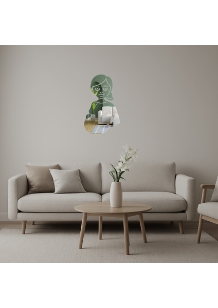 Hamile Kadın Emoji Dekoratif Aynalı Tablo - PZRCR3976-5148