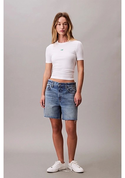 Kadın Modal Fitilli Beyaz T-Shirt LV044C901G-YAA