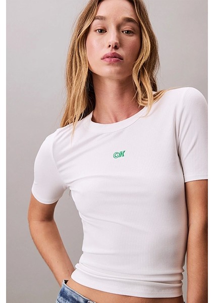 Kadın Modal Fitilli Beyaz T-Shirt LV044C901G-YAA fırsatları