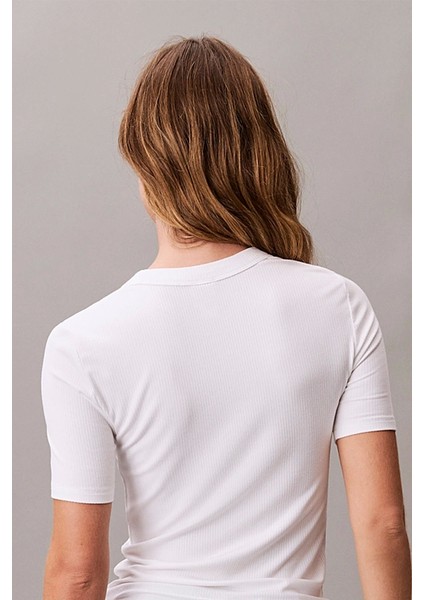 Kadın Modal Fitilli Beyaz T-Shirt LV044C901G-YAA indirimleri