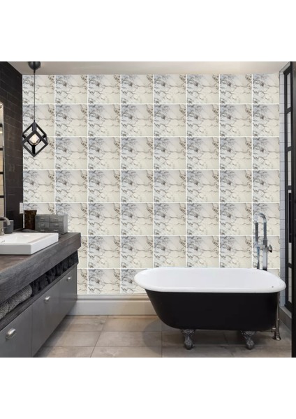 Decohandy 30X30 cm Pvc Duvar Karosu 4'lü Paket - Siyah Beyaz Mermer modelleri