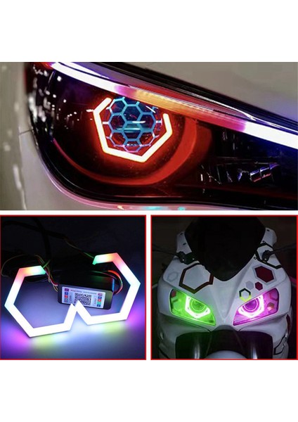 2 Adet Rgb Melek Gözler Halo Halkaları Dönüş Sinyali Bluetooth App Kontrolü 90MM (Yurt Dışından)