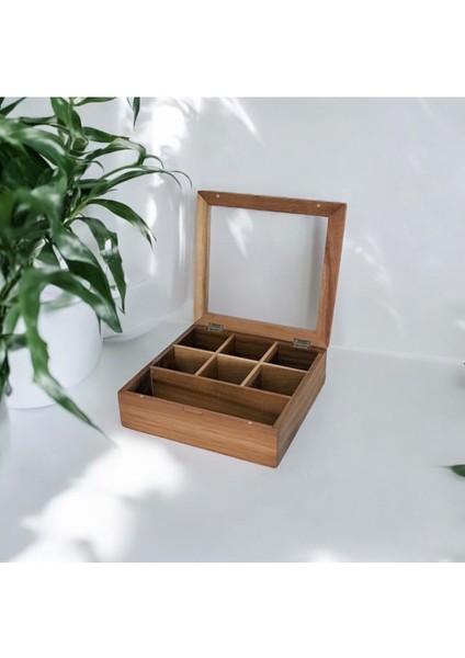 Kahverengi Kapaklı Bölmeli Çay Kutusu, Pratik ve Şık Tasarım