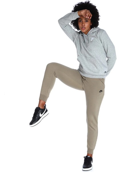 Siyah - Gri - Gümüş Kapüşonlu Kadın Sweatshirt DQ5793-063 W Club Flc Std Po Hdy fiyatları