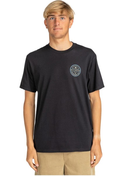 Siyah Erkek Bisiklet Yaka Regular Fit Desenli T-Shirt EBYZT00174_MONOGRAM Tees