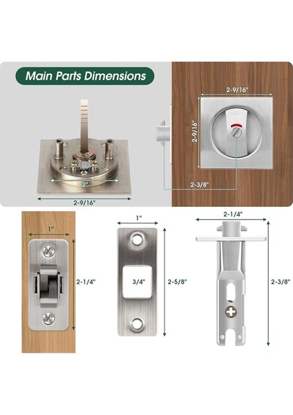 Gösterge Işıklı Cep Kapı Kilidi Gizlilik Kare Cep Mandalı (Yurt Dışından) modelleri