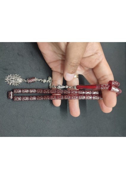 Emrah Baran Usta Eseri 925 Ayar Gümüş Çakımlı (10.000 Çakım) Ateş-I Kehribar Sertifikalı 5666