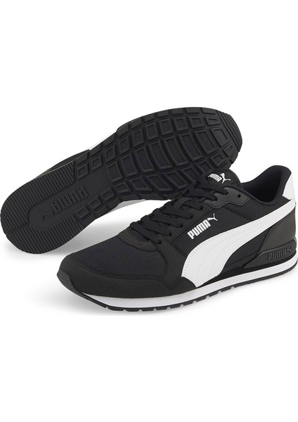 St Runner V3 Mesh 384640 01 Erkek Siyah-Beyaz Günlük Spor Ay