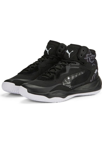 378326 Playmaker Pro Mıd Courtsıde Black-White Yetıskın Unıseks Basketbol Ayakkabısı fiyatları