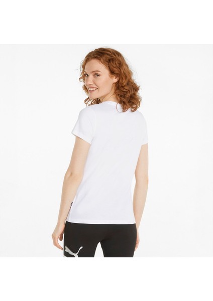 Essentials Metallic Kadın Beyaz Baskılı Bisiklet Yaka Tişört modelleri