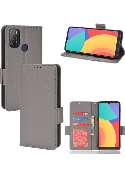 Alcatel 1s 2021 Cüzdan Manyetik Kart Yuvaları Tutucu Yan Toka Pu (Yurt Dışından)
