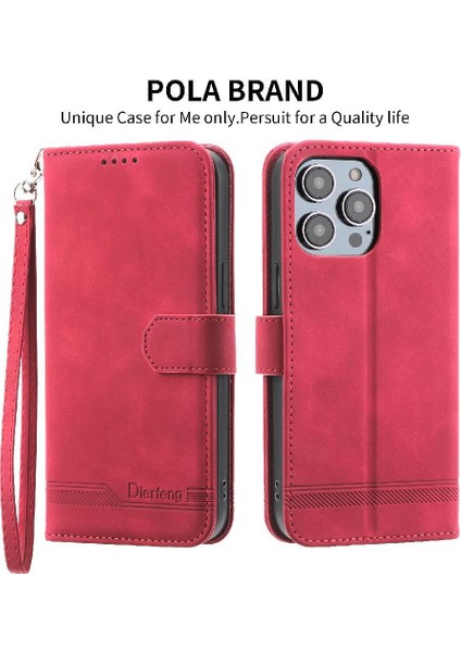 IPhone 14 Için Flip Case Pro Max Manyetik Kapatma Kart Yuvaları Bileklik (Yurt Dışından) modelleri