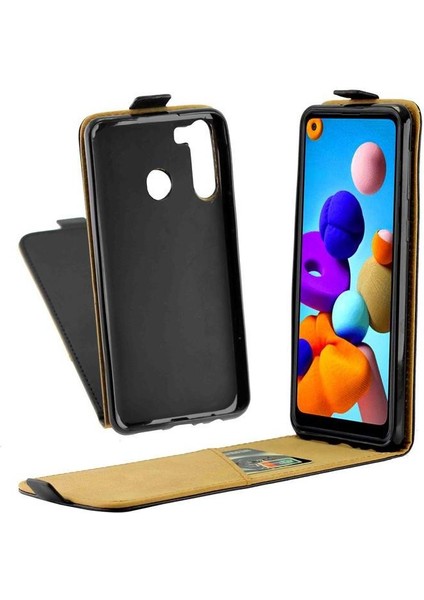Samsung Galaxy A21 Iş Tarzı Kart Yuvası Tpu Için Dikey Flip Case (Yurt Dışından)