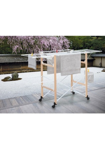 Gulliver Katlanabilir Ahşap Çamaşır Kurutmalık Naturel/Beyaz Renk fırsatları