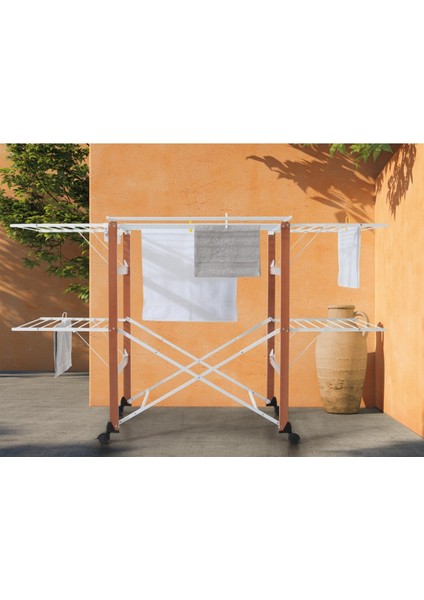 Gulliver Katlanabilir Ahşap Çamaşır Kurutmalık Naturel/Beyaz Renk indirimleri