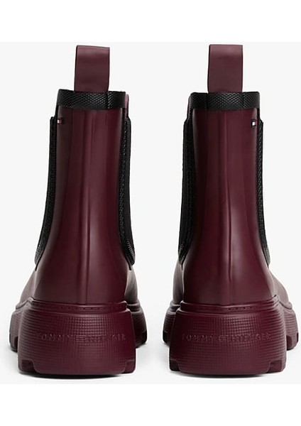 Kadın Warm Lined Chelsea Yağmur Botu - Bordo indirimleri