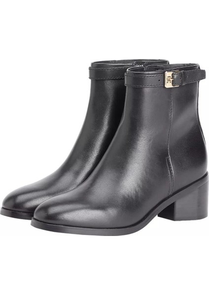 Kadın Tokalı Blok Topuklu Botie - Siyah