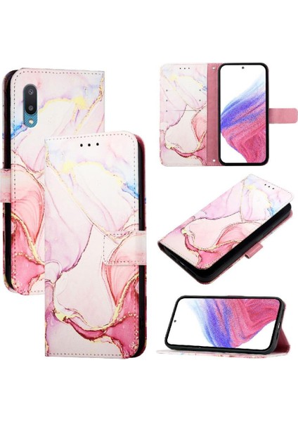 Samsung Galaxy A02 Mermer Desen Pu Deri Cüzdan Kickstand Için Kılıf (Yurt Dışından)