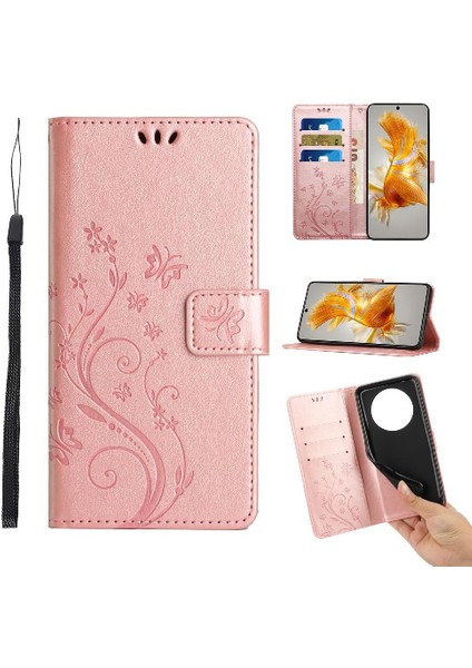 Huawei Mate 50 Için Filp Durumda Bilek Kayışı Kart Tutucu Manyetik Kapatma Pu (Yurt Dışından)