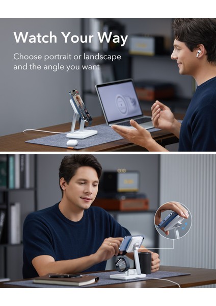 5 In 1 65W Şarj Standı iPhone + Airpods + Apple Watch + Type-C + Usb-A Magsafe Halolock - Beyaz indirimleri