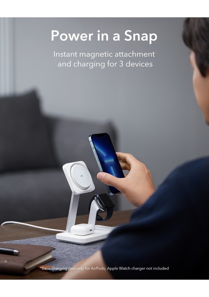 5 In 1 65W Şarj Standı iPhone + Airpods + Apple Watch + Type-C + Usb-A Magsafe Halolock - Beyaz