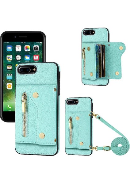 IPhone 7 Için Kılıf Artı/8 Artı Kart Yuvaları Uzun Kayış Hafif Mini (Yurt Dışından)