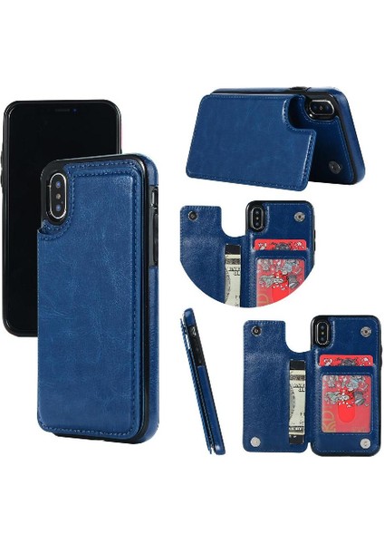 Cüzdan Kılıf IPhone X/xs Kickstand Kart Yuvaları ile Pu Deri Kart (Yurt Dışından)