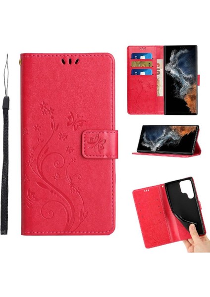 Samsung Galaxy S23 Ultra Kickstand Manyetik Kapatma Bilek Pu Için Filp Durumda (Yurt Dışından)