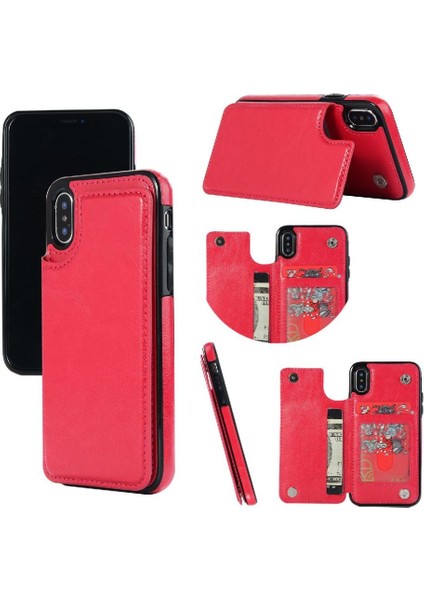 Cüzdan Kılıf IPhone X/xs Kickstand Kart Yuvaları ile Pu Deri Kart (Yurt Dışından)