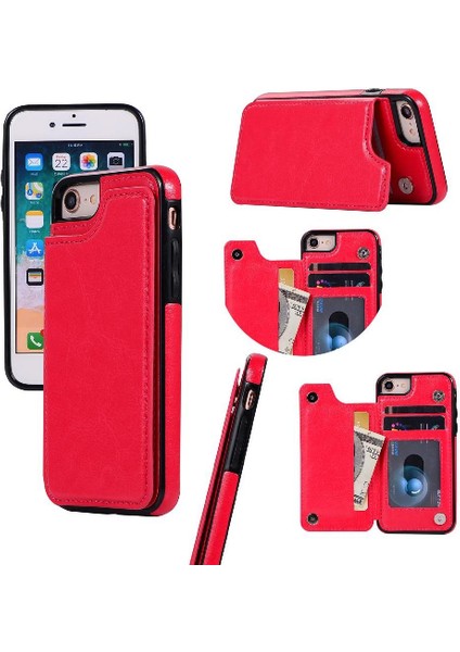 Cüzdan Kılıf IPhone 7 Artı/8 Artı Kart Yuvaları Pu Deri Kart Toka ile (Yurt Dışından)